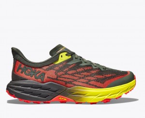 Black / Red / Yellow HOKA Speedgoat 5 Men's Trail Running Shoes | 46PMNOIGQ