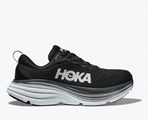 Black / White HOKA Bondi 8 Men's Running Shoes | 25HYDIBSF