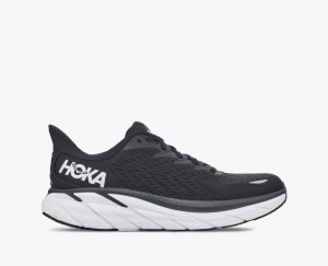 Black / White HOKA Clifton 8 Men's Running Shoes | 08VKCNTZE