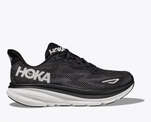 Black / White HOKA Clifton 9 Men's Running Shoes | 13GOPTKRV