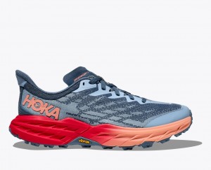 Blue Grey / Red HOKA Speedgoat 5 Women's Trail Running Shoes | 27HMVNWPY