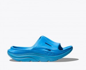 Blue HOKA Ora Recovery 3 Kids' Slides | 91SFHIRVA