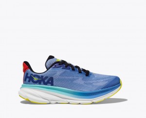 Blue / Dark Blue HOKA Clifton 9 Kids' Running Shoes | 74GYLCDFV