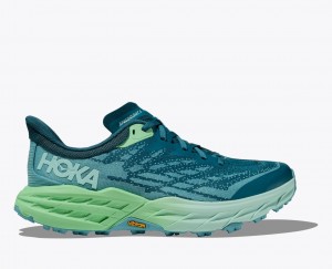 Blue / Green HOKA Speedgoat 5 Women's Trail Running Shoes | 89BYQROMK