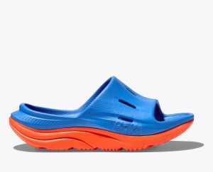 Blue / Orange HOKA Ora Recovery 3 Kids' Slides | 64USKCBJD