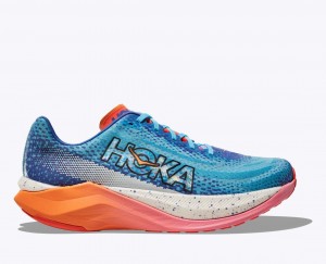 Blue / White / Coral HOKA IRONMAN Mach X Men's Running Shoes | 28XCGKBZE