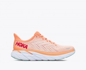 Coral HOKA Clifton 8 Women's Running Shoes | 36GUHBPLZ