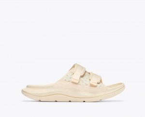 Cream HOKA Ora Luxe Men's Slide | 34XKLJDIG