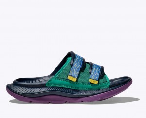 Dark Blue / Green / Purple HOKA Ora Luxe Men's Slide | 51BAXOHET