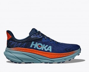 Dark Blue / Orange HOKA Challenger 7 Men's Trail Running Shoes | 63ALKDGPC