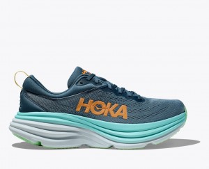 Dark Blue / Turquoise HOKA Bondi 8 Men's Running Shoes | 78FHUQAGE