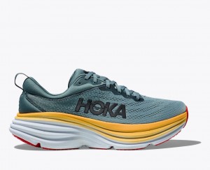 Dark Blue / Yellow HOKA Bondi 8 Men's Running Shoes | 19VZLWTXP