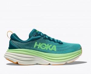 Dark Green / Light Green HOKA Bondi 8 Men's Running Shoes | 34FQSTGMP