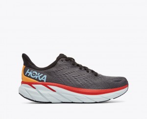 Dark Grey / Red HOKA Clifton 8 Men's Running Shoes | 84BPWVYNH