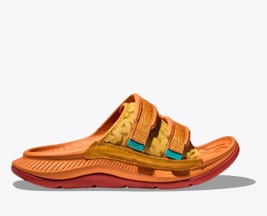 Dark Orange HOKA Ora Luxe Men's Slide | 97LGNIQUA