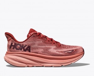 Dark Red / Coral HOKA Clifton 9 Men's Running Shoes | 07GFENPCA