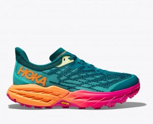 Green / Orange HOKA Speedgoat 5 Women's Trail Running Shoes | 36GPOTYKL