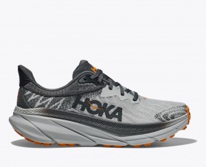 Grey / Black HOKA Challenger 7 Men's Trail Running Shoes | 84LTKFBAS