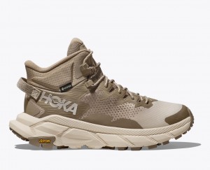 Khaki / Beige HOKA Trail Code GTX Men's Hiking Boots | 57FNCLTEG