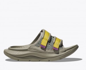 Khaki / Yellow HOKA Ora Luxe Men's Slide | 94WIMFTRL