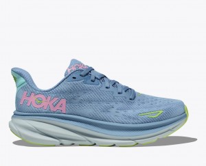 Light Blue HOKA Clifton 9 Women's Running Shoes | 09ZANFKOJ