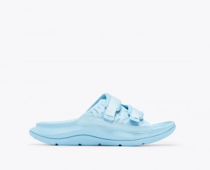 Light Blue HOKA Ora Luxe Men's Slide | 64XKIFJWP