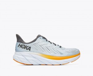 Light Blue / Orange HOKA Clifton 8 Men's Running Shoes | 84CZYJGFP