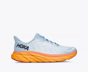 Light Blue / White / Orange HOKA Clifton 8 Women's Running Shoes | 67EUPISWA