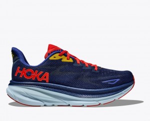 Navy / Dark Coral HOKA Clifton 9 Men's Running Shoes | 31OMIGBRT