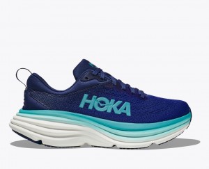 Navy / Turquoise HOKA Bondi 8 Women's Running Shoes | 54ODAZYIF