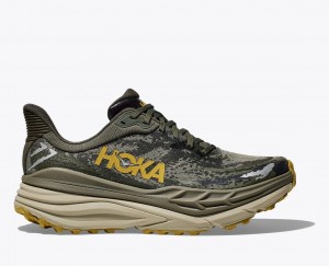 Olive / Black HOKA Stinson 7 Men's Trail Running Shoes | 68MGJXBLN