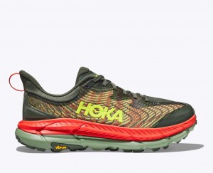 Olive / Red HOKA Mafate Speed 4 Men's Trail Running Shoes | 07HRCMKYA