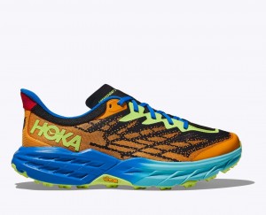 Orange / Black / Blue HOKA Speedgoat 5 Men's Trail Running Shoes | 05KGOEAIW