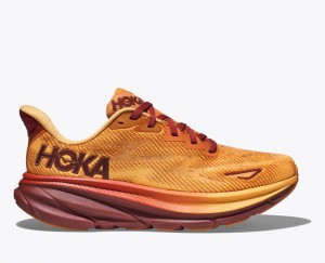 Orange / Dark Red HOKA Clifton 9 Men's Running Shoes | 52OUZAYIQ