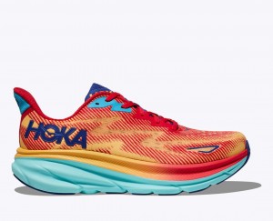 Orange / Red / Blue HOKA Clifton 9 Women's Running Shoes | 65DICETKW