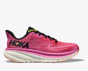 Pink / Black HOKA Clifton 9 Women's Running Shoes | 07FTPHCDE