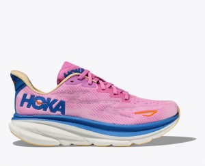 Pink / Blue HOKA Clifton 9 Women's Running Shoes | 83XRSAQWB