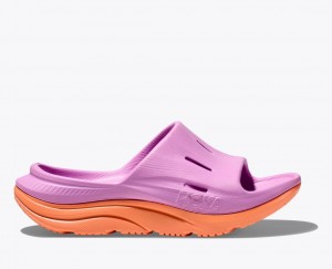 Pink / Orange HOKA Ora Recovery 3 Kids' Slides | 40CYEXISJ