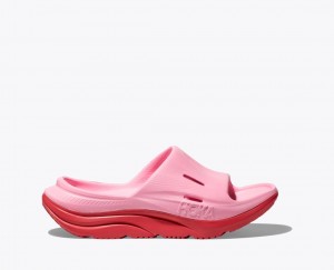 Pink / Red HOKA Ora Recovery 3 Kids' Slides | 65VKAJPBG