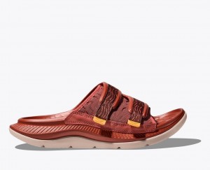 Red Brown HOKA Ora Luxe Men's Slide | 30LABHWJU