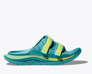 Turquoise HOKA Ora Luxe Men's Slide | 69QNUXTSC