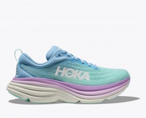 Turquoise / Blue / Purple HOKA Bondi 8 Women's Running Shoes | 32RQISWPM