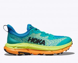 Turquoise / Green / Orange HOKA Mafate Speed 4 Men's Trail Running Shoes | 46NWJHTQM