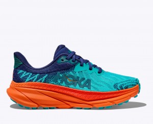 Turquoise / Navy HOKA Challenger 7 Women's Trail Running Shoes | 16WXNJBTI