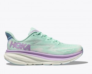 Turquoise / Purple HOKA Clifton 9 Women's Running Shoes | 79OZFNGSJ