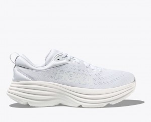 White HOKA Bondi 8 Men's Running Shoes | 08JDKGESW