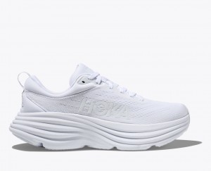 White HOKA Bondi 8 Women's Running Shoes | 83QUFRWLC