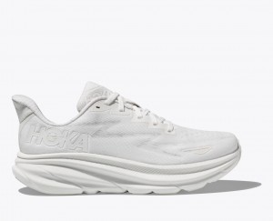 White HOKA Clifton 9 Men's Running Shoes | 49IYTVQZG