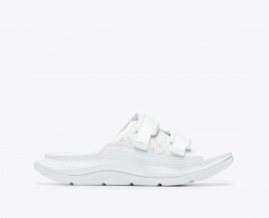 White HOKA Ora Luxe Men's Slide | 60OWNFRQJ