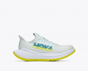 White / Green HOKA Carbon X 3 Women's Running Shoes | 25UQDPYKA